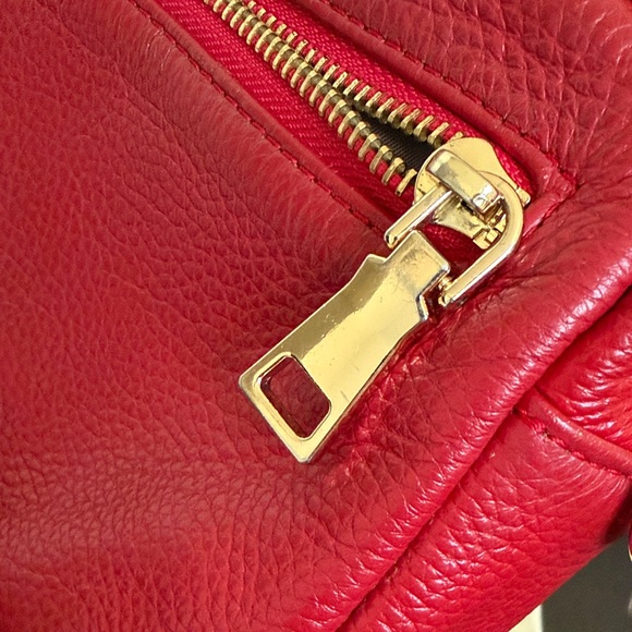USED Original Pom Pom London Mayfair Red Leather Pebbled Crossbody Bag. - Picture 8 of 12